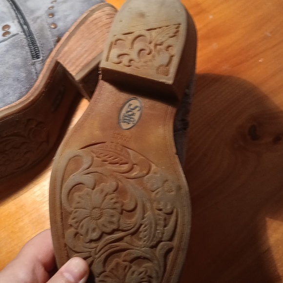 Sofft Light Blue Suede Ankle Boots with Studded Strap Size 6 - Picture 4 of 11